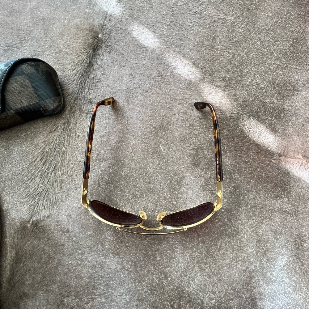 FENDI VTG Aviator Gold Rimmed Oval Logo Singlasses - Picture 5 of 14